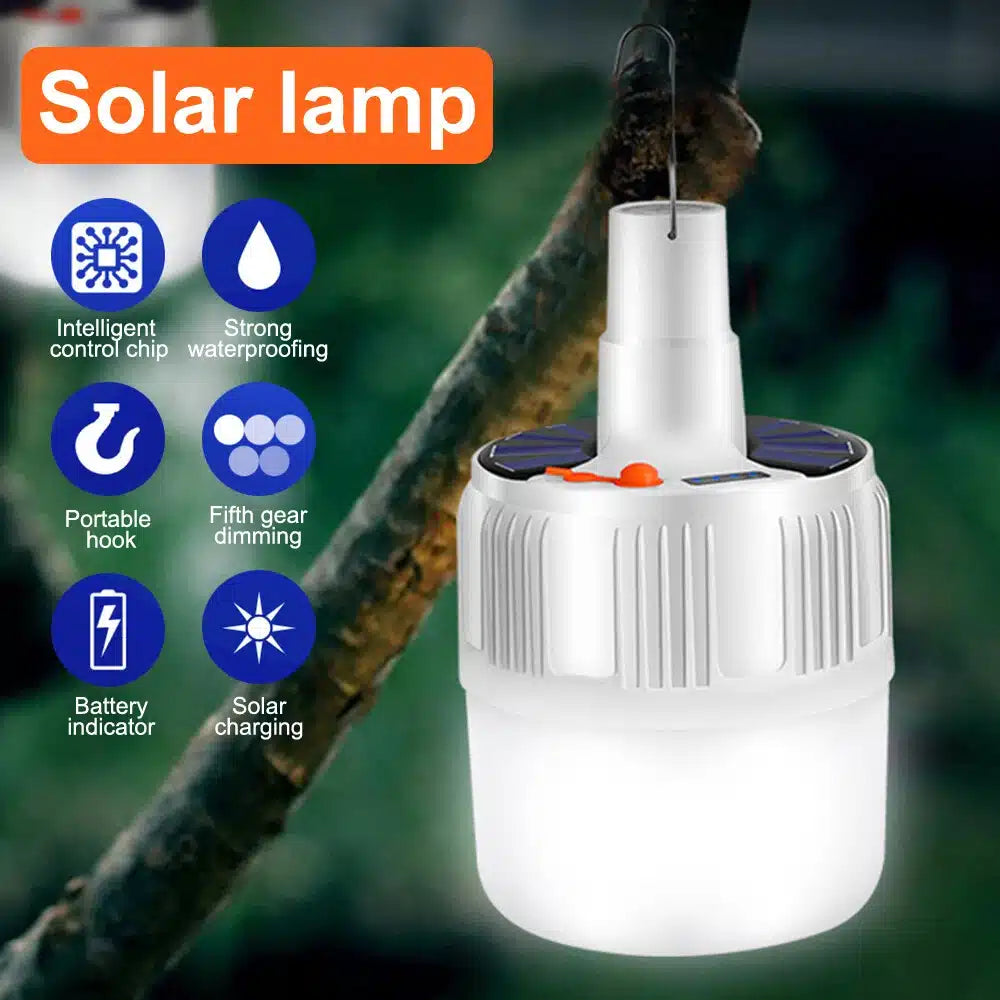 Solar LED Camping Lamp USB Rechargeable (25W)