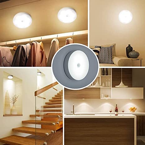Motion Sensor Light, Battery Powered LED Sensor Light with On/Auto/Off Switch, Cordless Stick-on Magnet Wall Light for Stairs,Closet Night Light, Warm(Pack of 1)