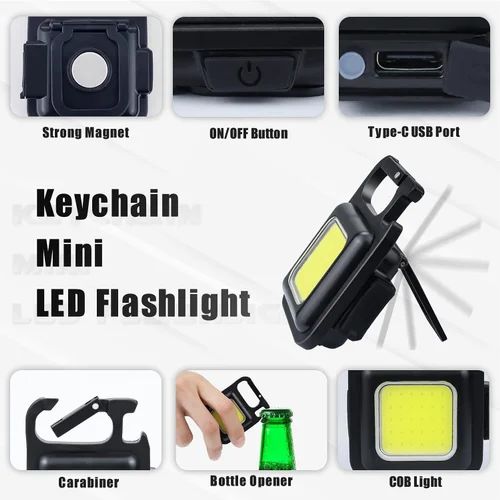 Keychain Work Light Keychain Flashlights 4 Light Modes 500Lumen