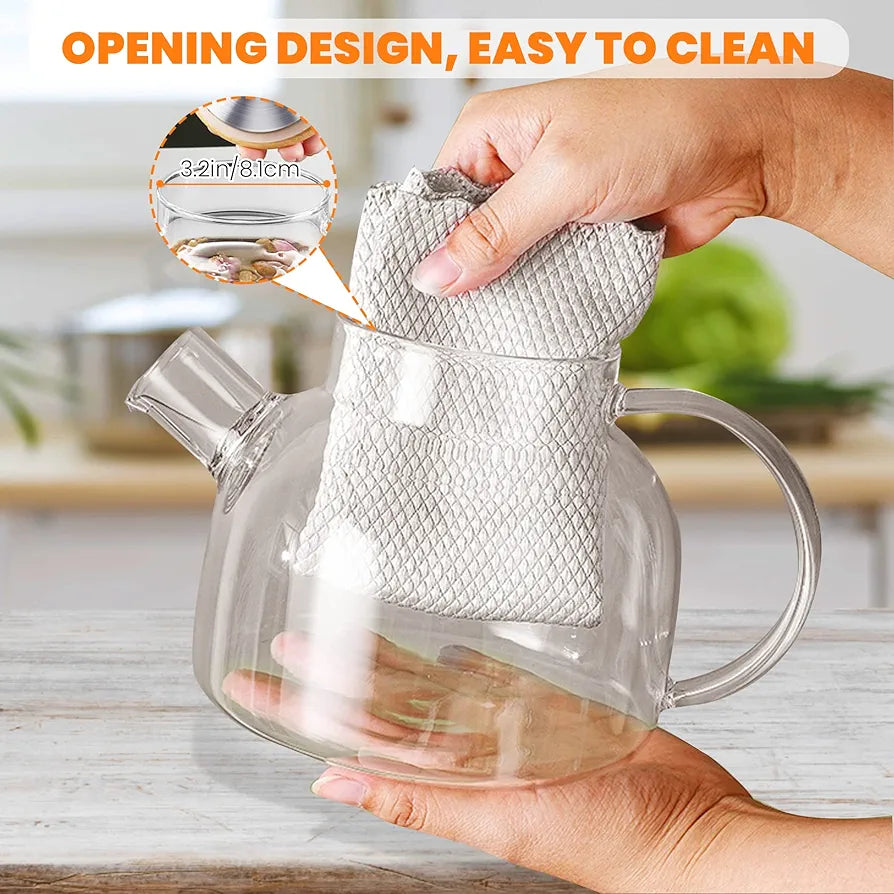 Tea pot transparent with wooden lid