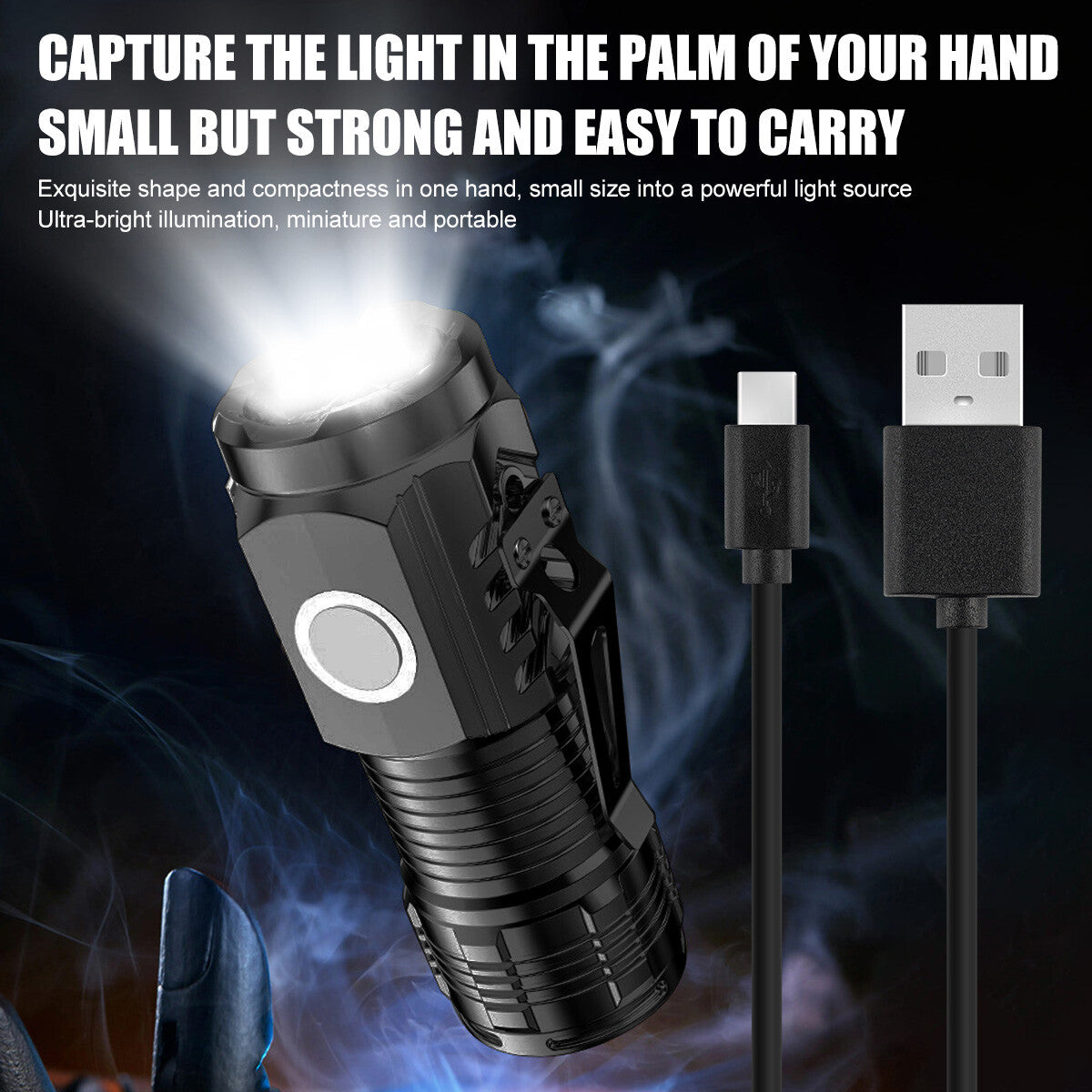 1pc Mini Flashlight Rechargeable LED Small Flashlight Super Bright 5 Modes Handheld Torchlight Portable for Night Reading, Emergency SD-1033